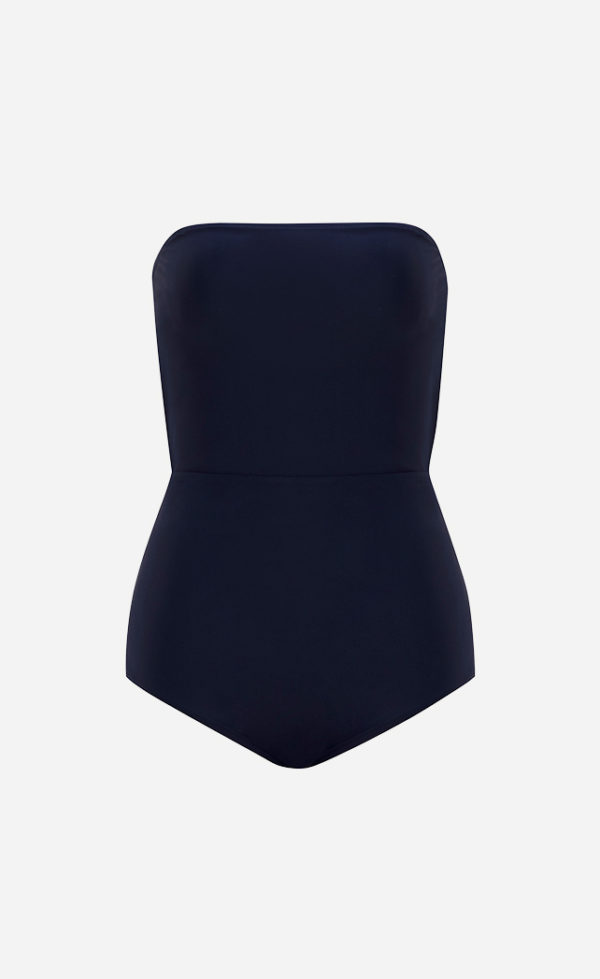 The midnight blue one-piece Tube swimsuit from front.