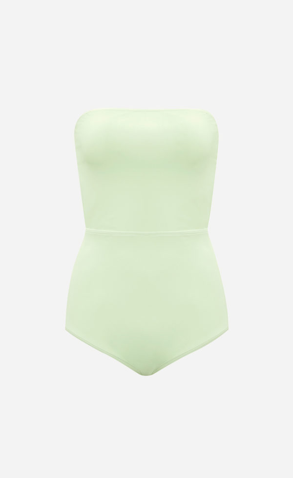 The tender green one-piece Tube swimsuit from front.