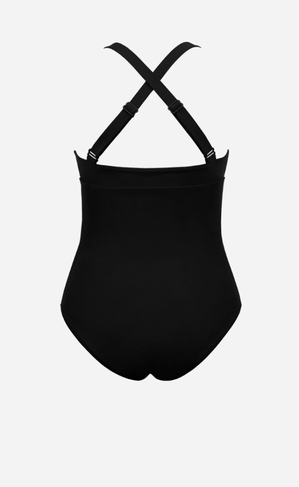 The one wave swimsuit in black from the back.