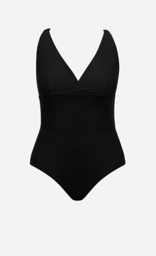 The one wave swimsuit in black from front.